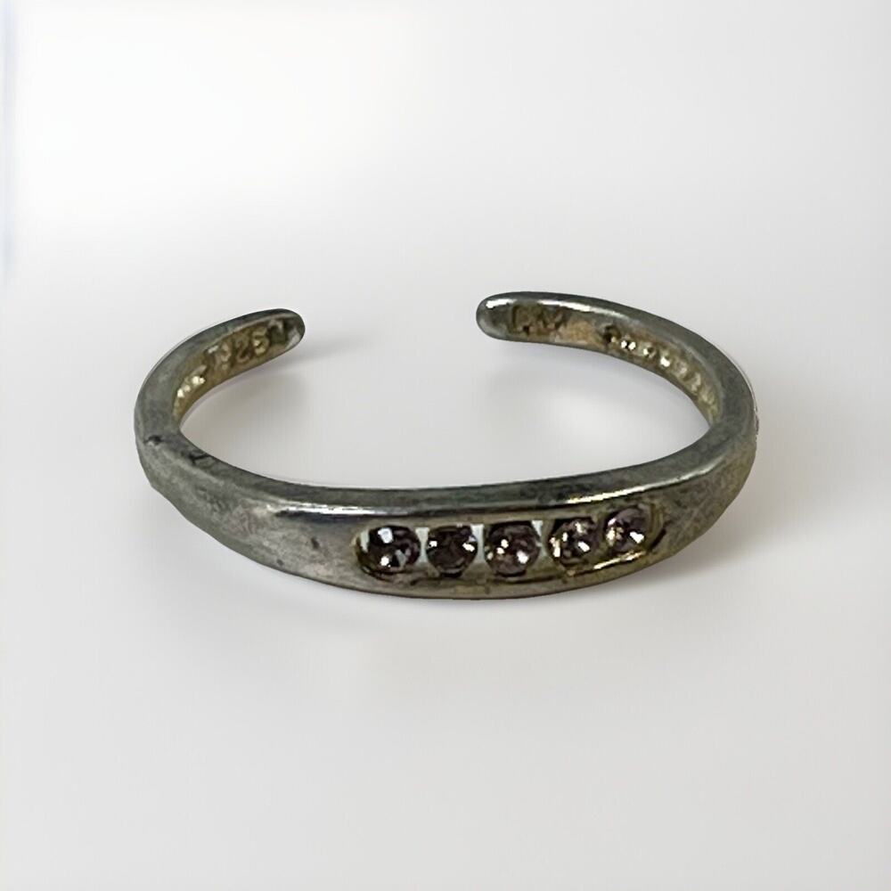 Sterling Silver .925 CZ Band Toe Thumb Ring Size 5